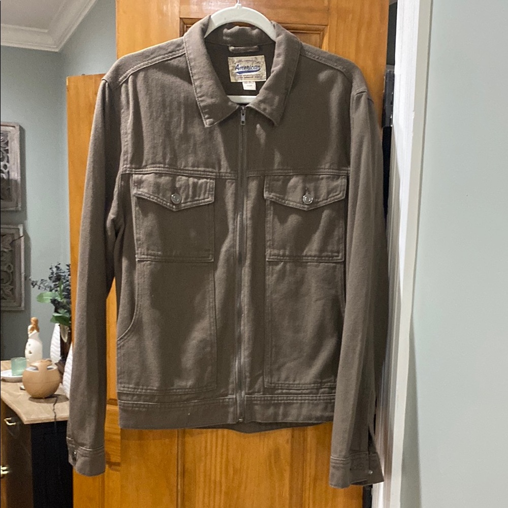 American Apparel Oversized Brown Jean Jacket Utility Style